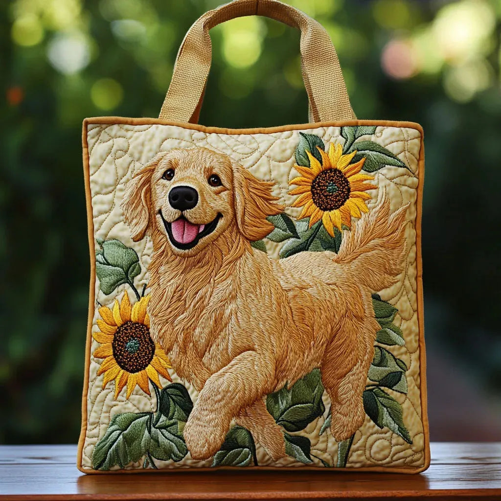 Gold Velvet Quilted Tote Bag