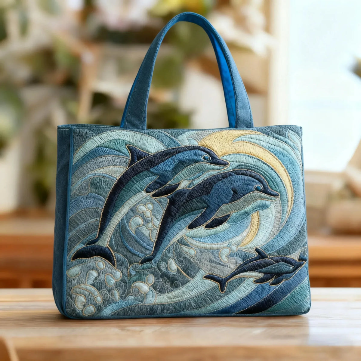 Dolphin Ocean Quilted Tote Bag