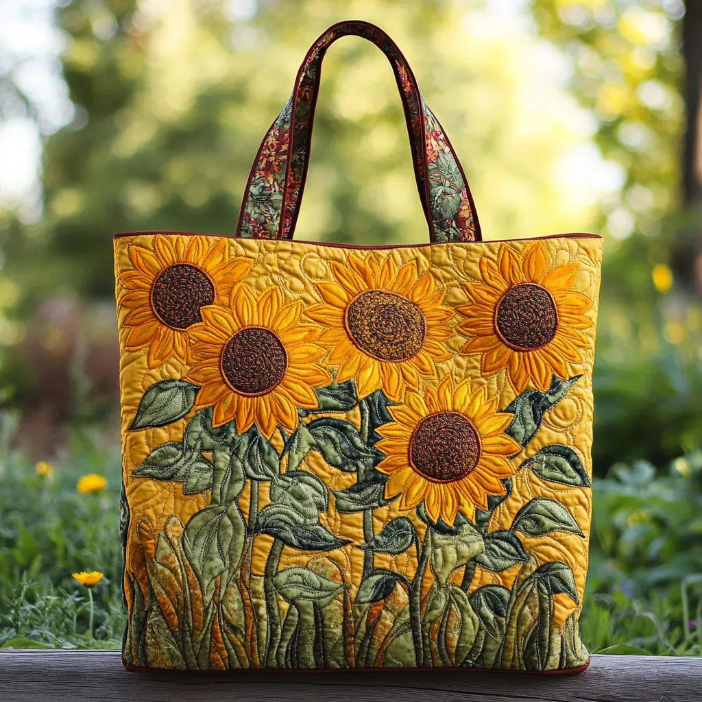 Sunflower Quilted Tote Bag