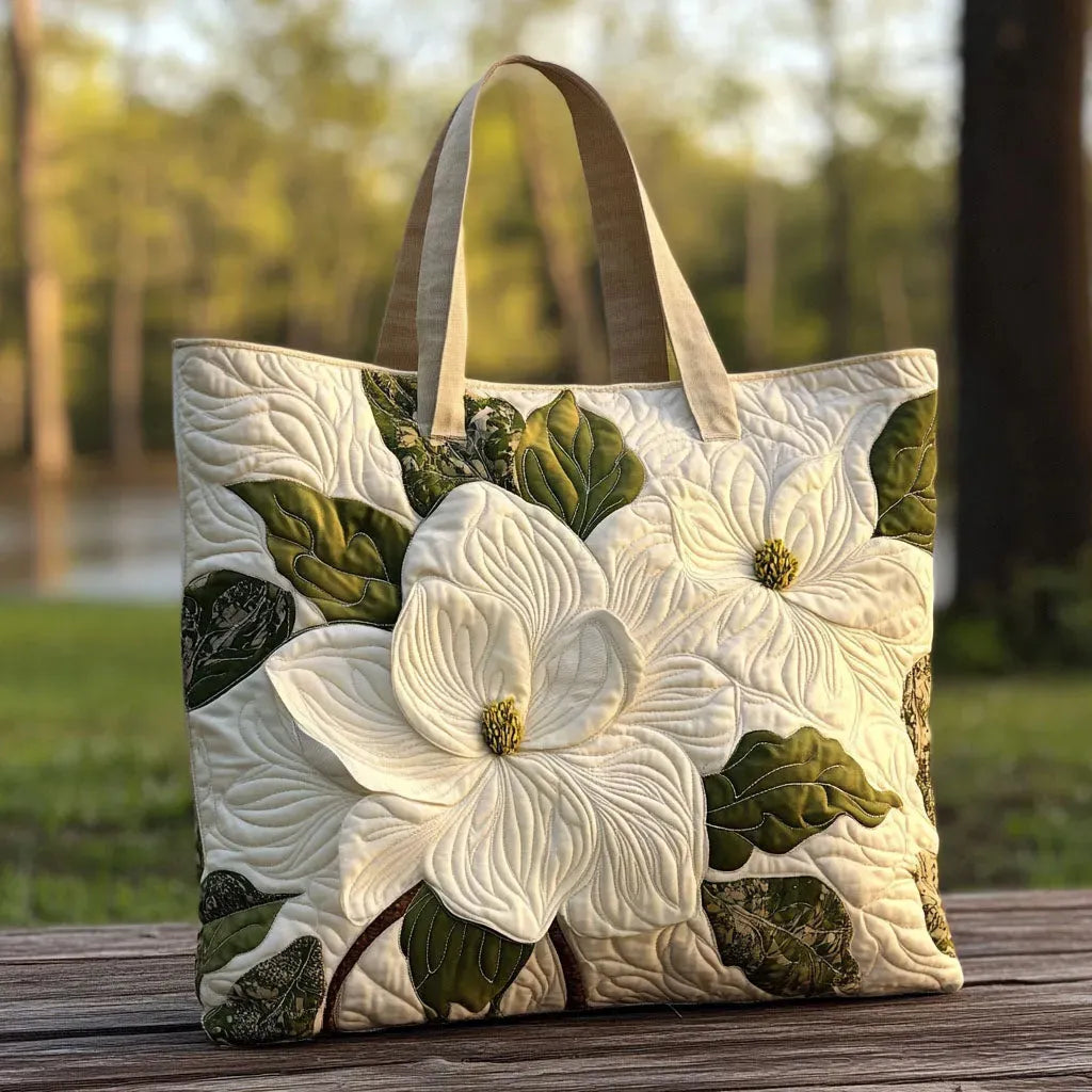 Floral Pattern Quilted Tote Bag