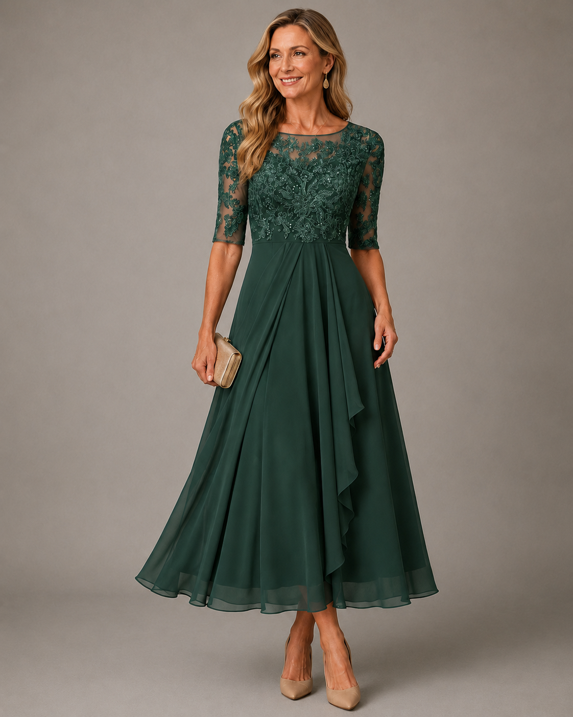 Rose Lace Midi Dress