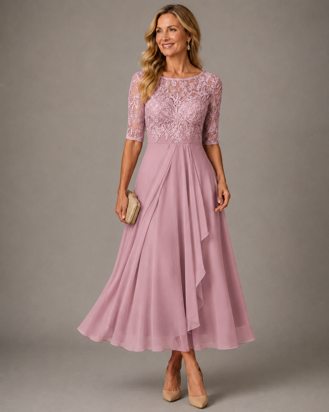 Rose Lace Midi Dress