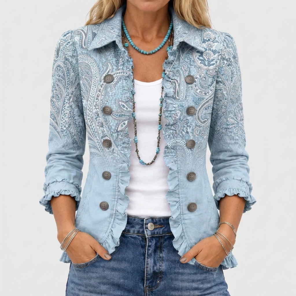 Estrella™ - Retro Paisley Ruffled Jacket