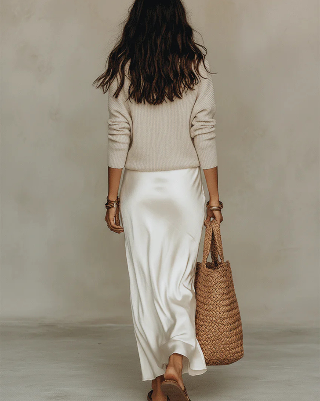 Elegant midi satin dress