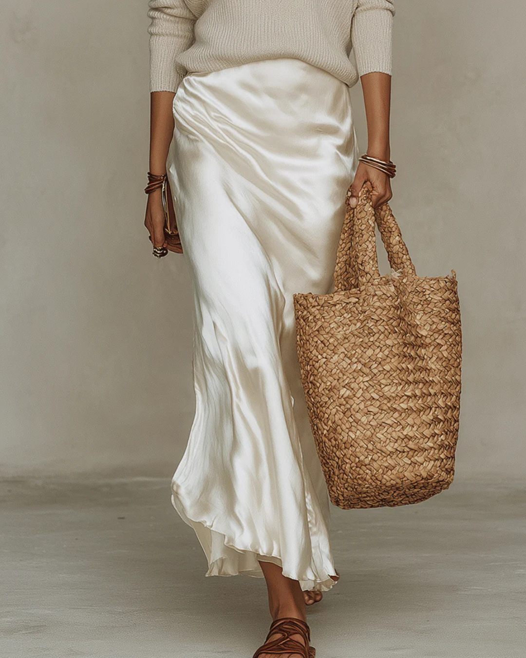 Elegant midi satin dress