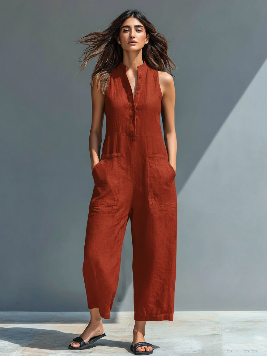 Arabella | Chic Sleeveless Linen-Blend Jumpsuit