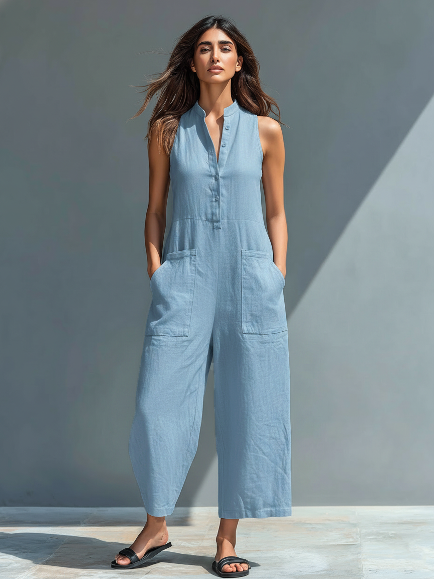 Arabella | Chic Sleeveless Linen-Blend Jumpsuit