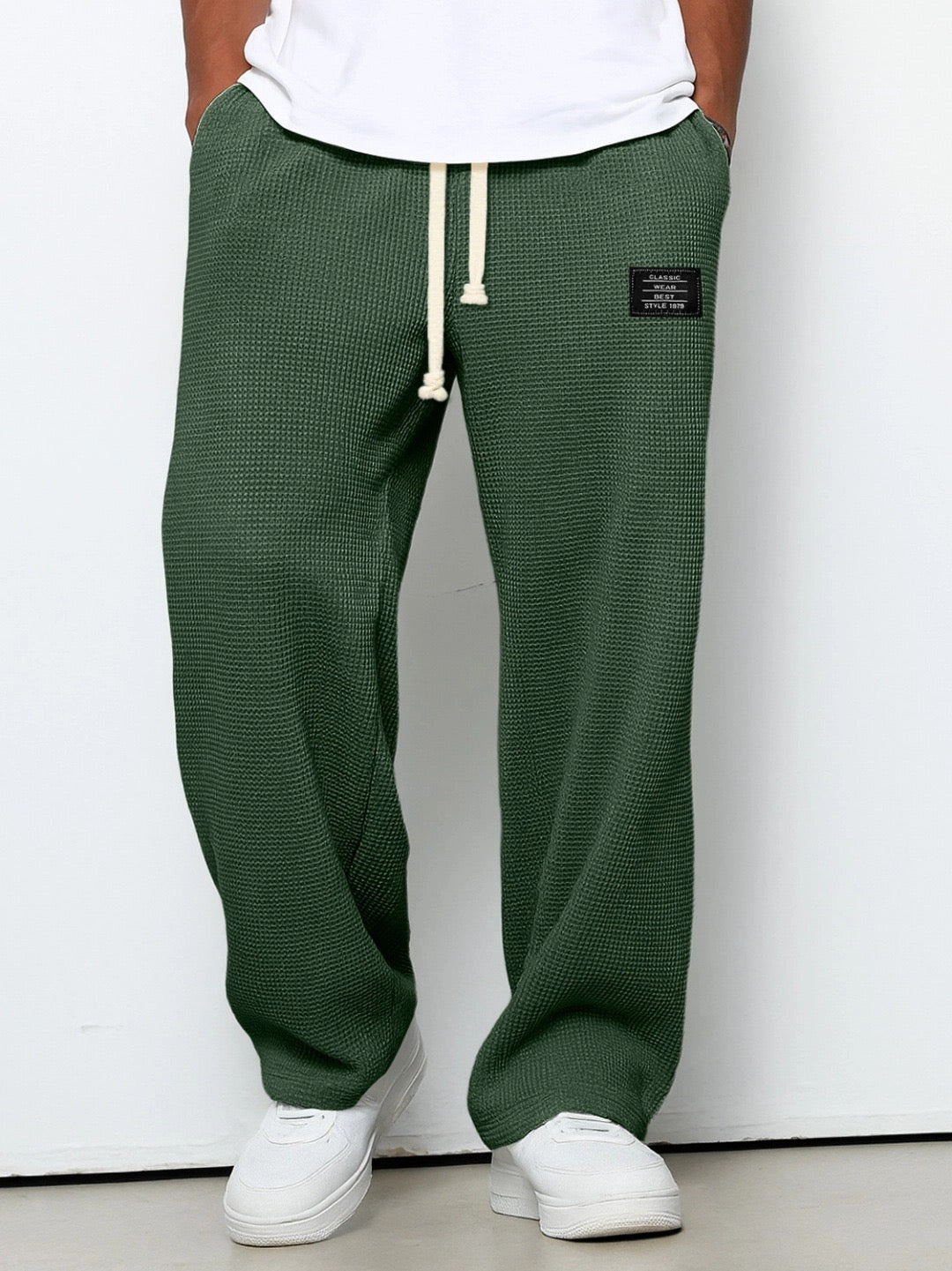 Wide-Leg Honeycomb Pattern Trousers