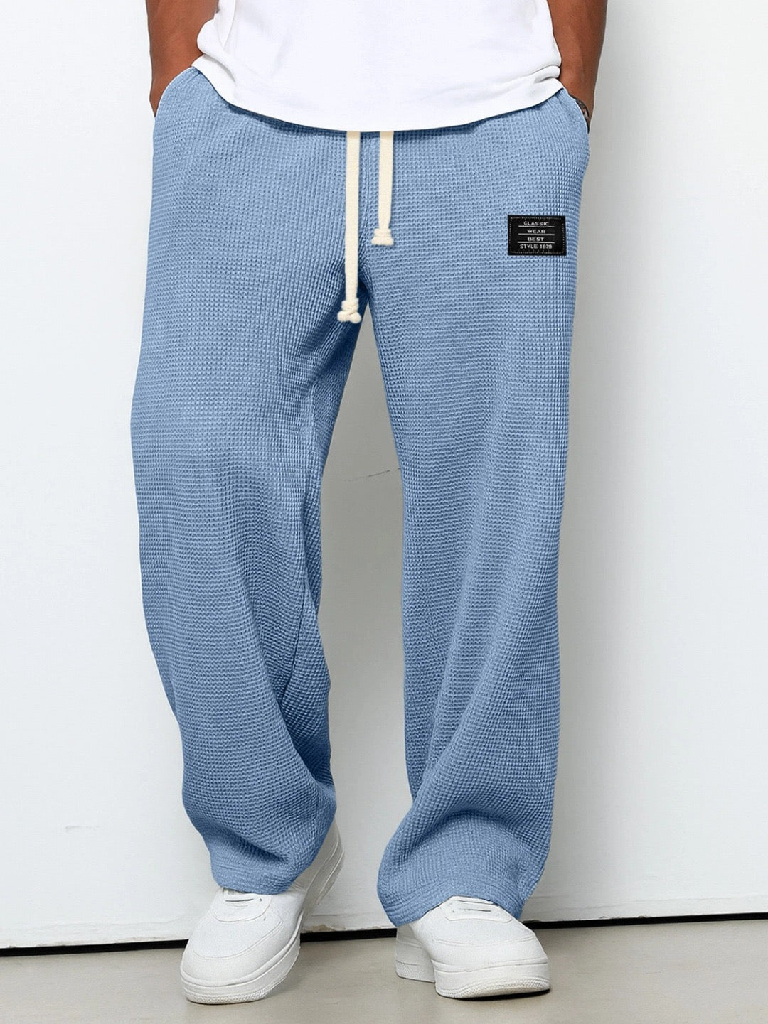 Wide-Leg Honeycomb Pattern Trousers