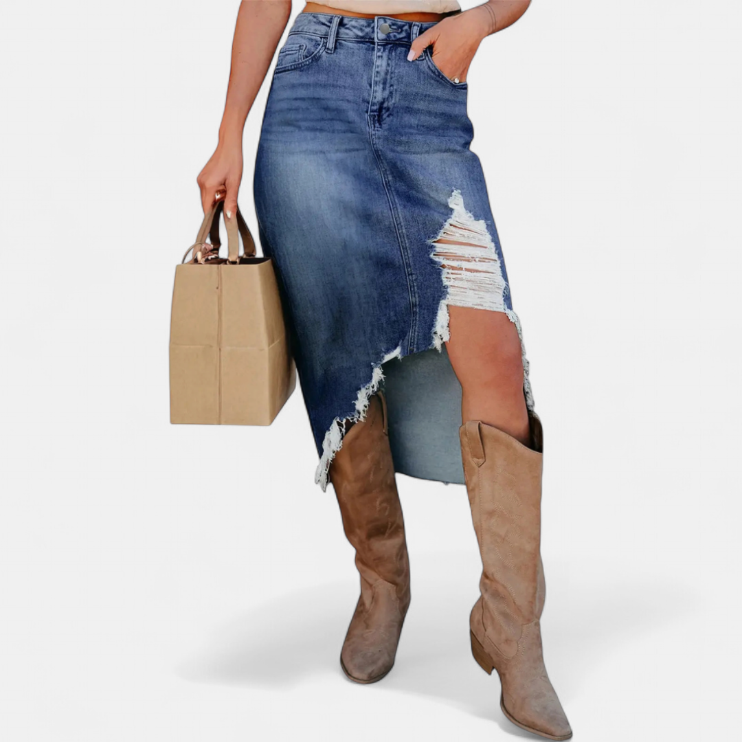 Relaxed High-Waist Denim Maxi Skirt