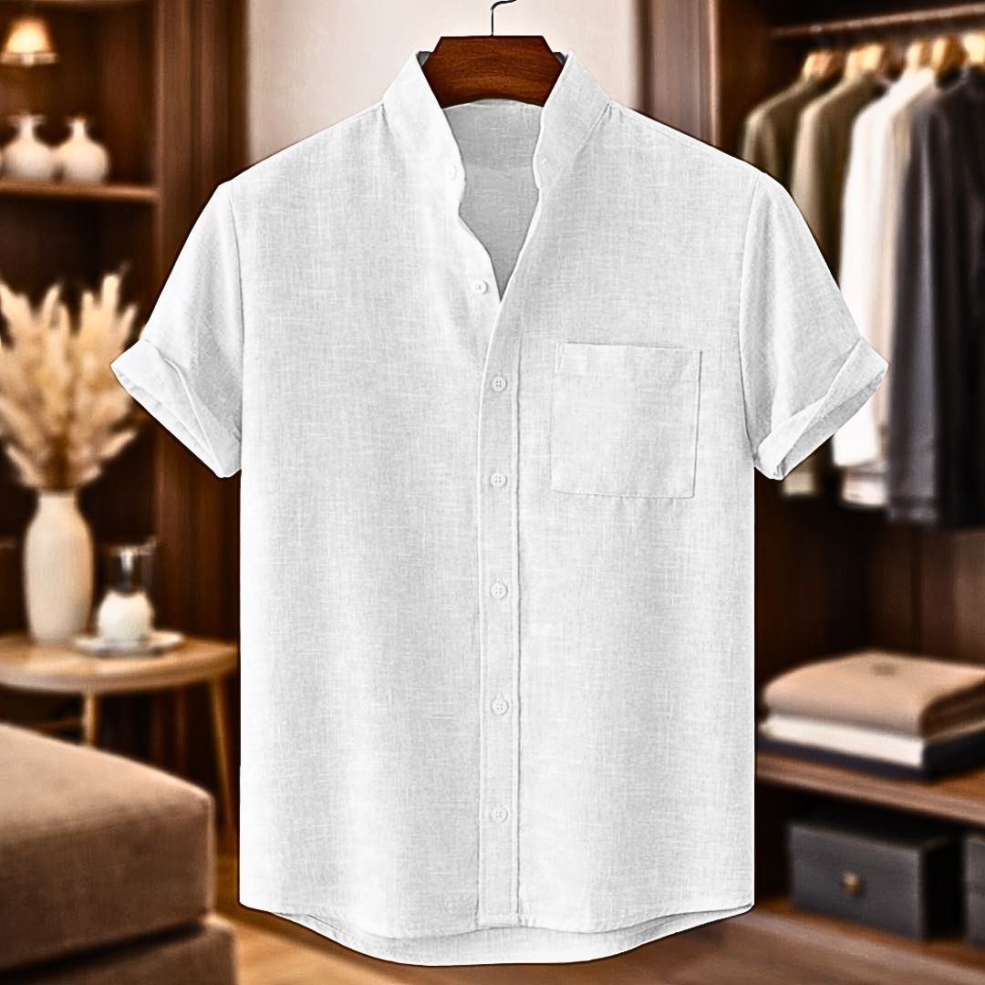Elegant Short Sleeve Linen Shirt