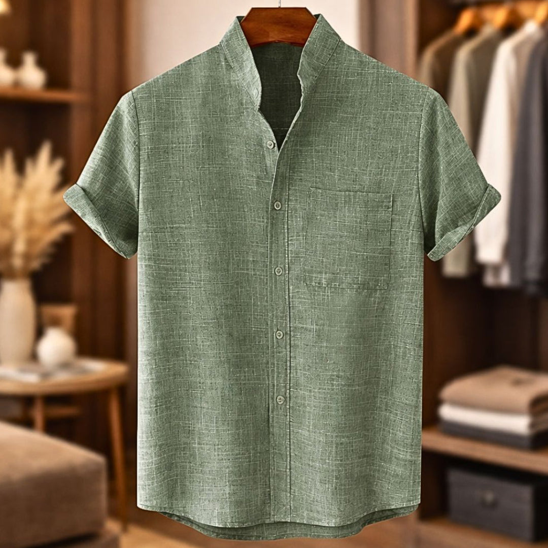 Elegant Short Sleeve Linen Shirt