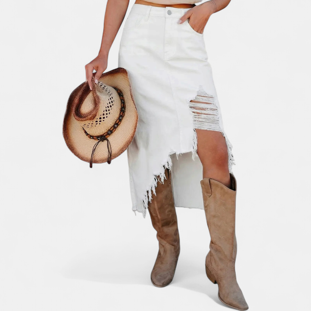 Relaxed High-Waist Denim Maxi Skirt