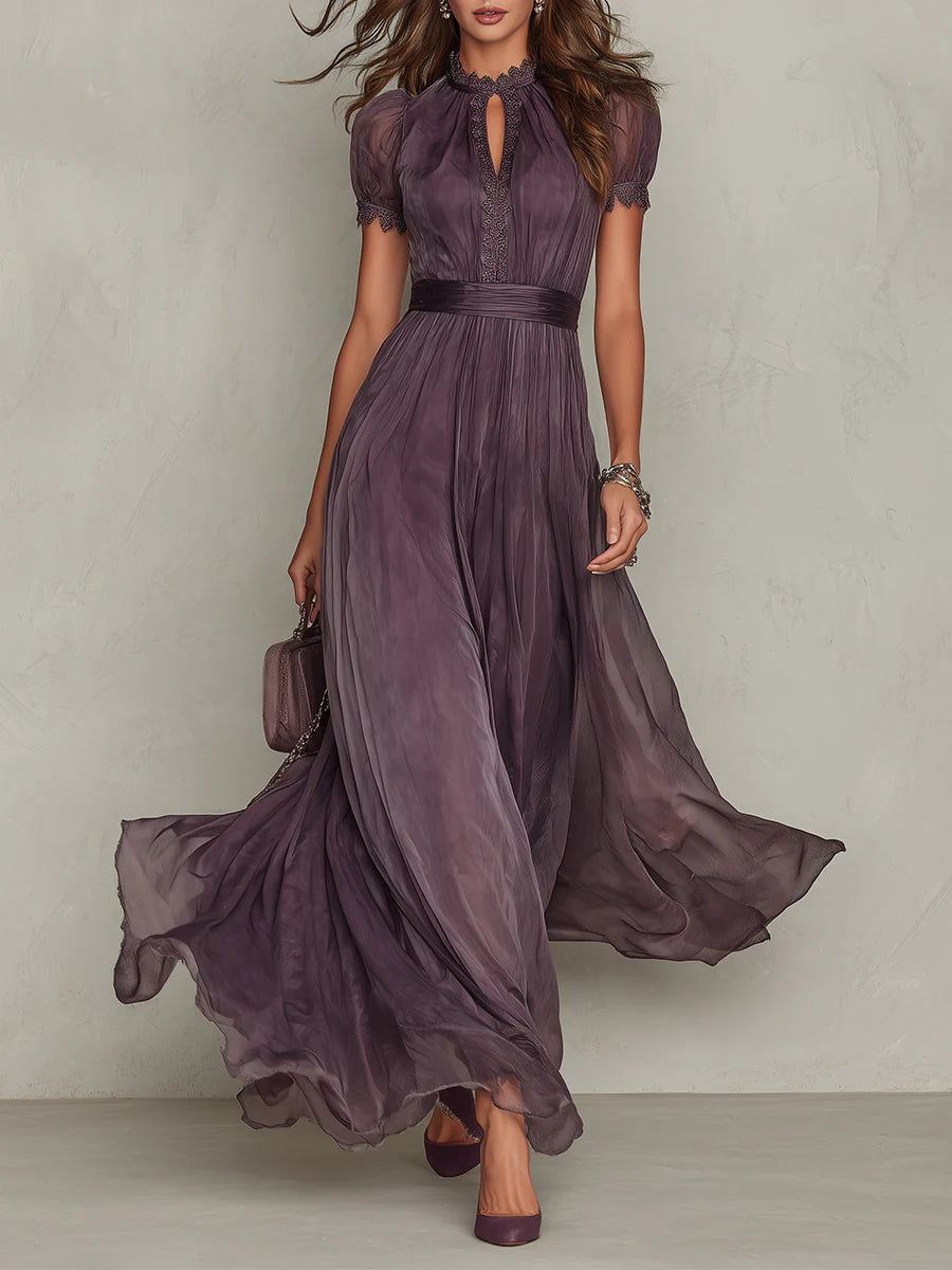 Purple Keyhole Neckline Maxi Dress
