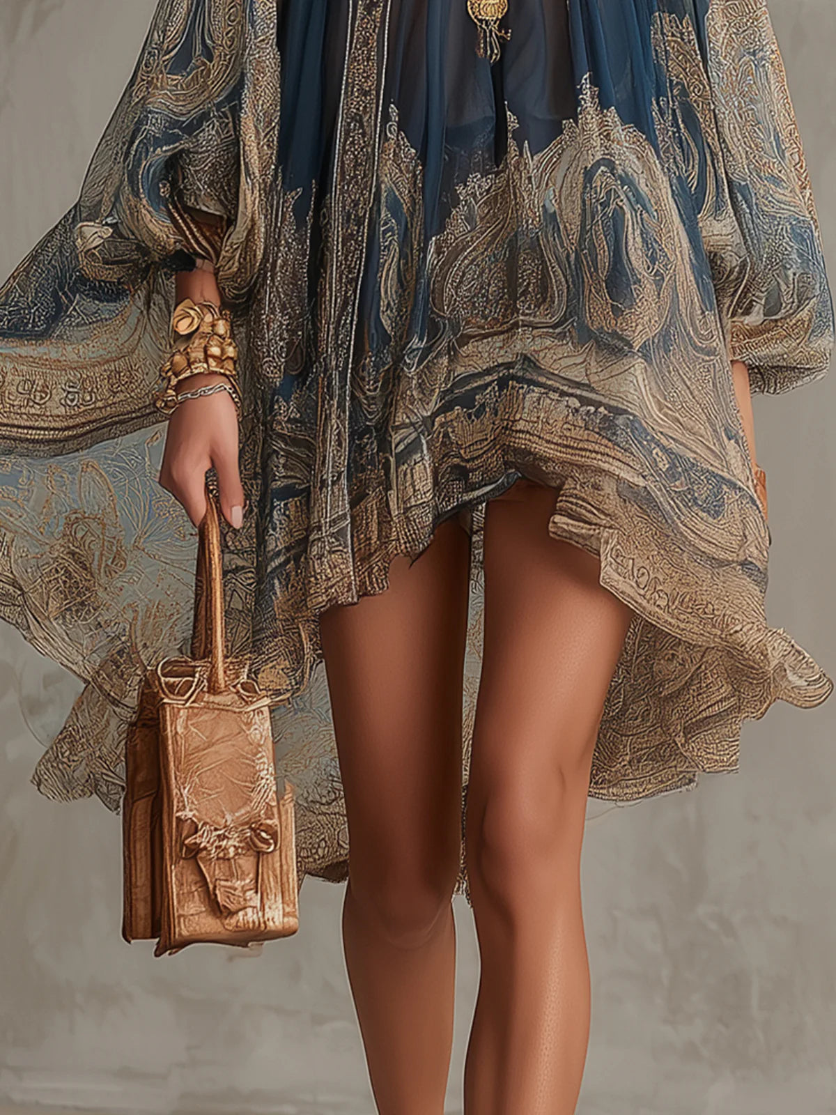 Bérénice | Navy Chiffon Mini Dress