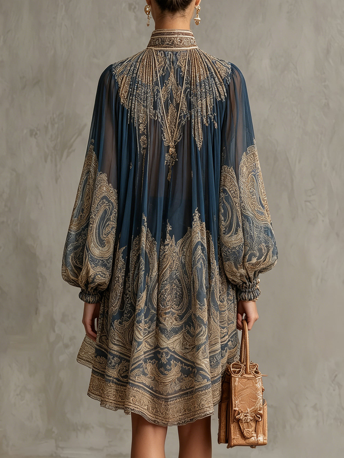 Mini Dress in Navy Chiffon