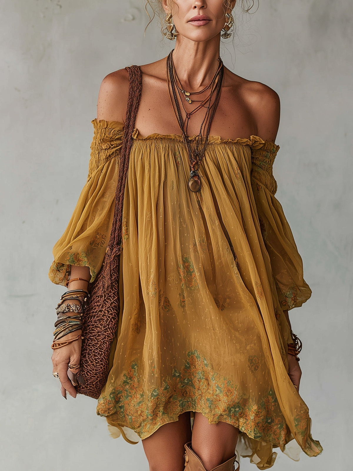 Giunchiglia | Yellow Floral Mini Dress
