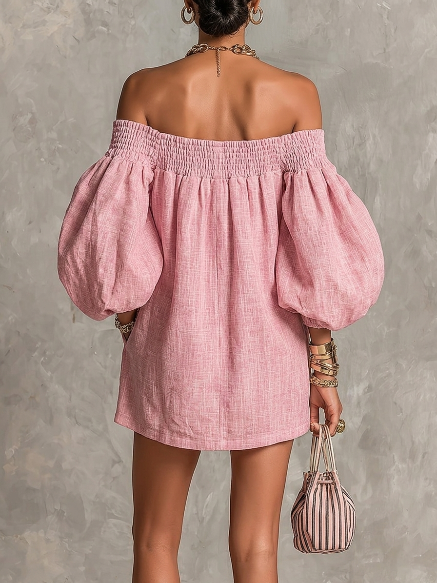 Violette | Pink Off-Shoulder Mini Dress