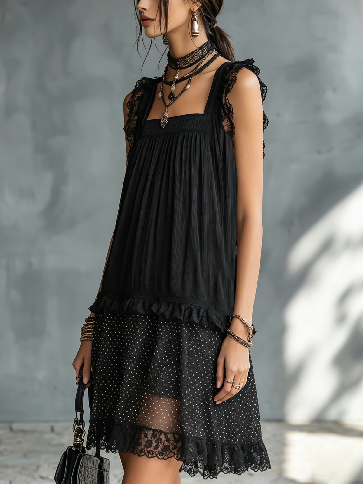 Pauline | Black Lace Mini Dress