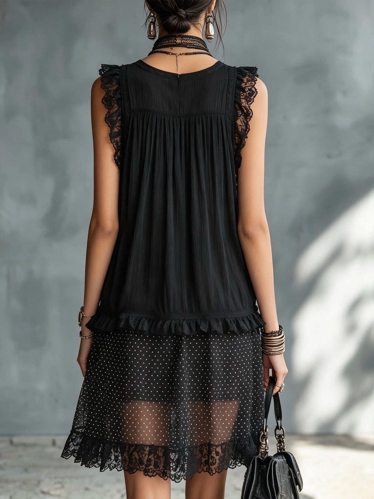 Pauline | Black Lace Mini Dress