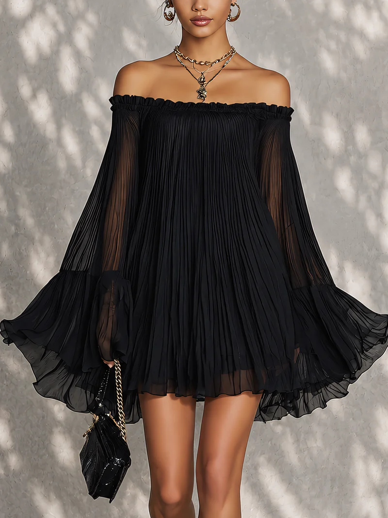 Océane | Black Off-Shoulder Mini Dress
