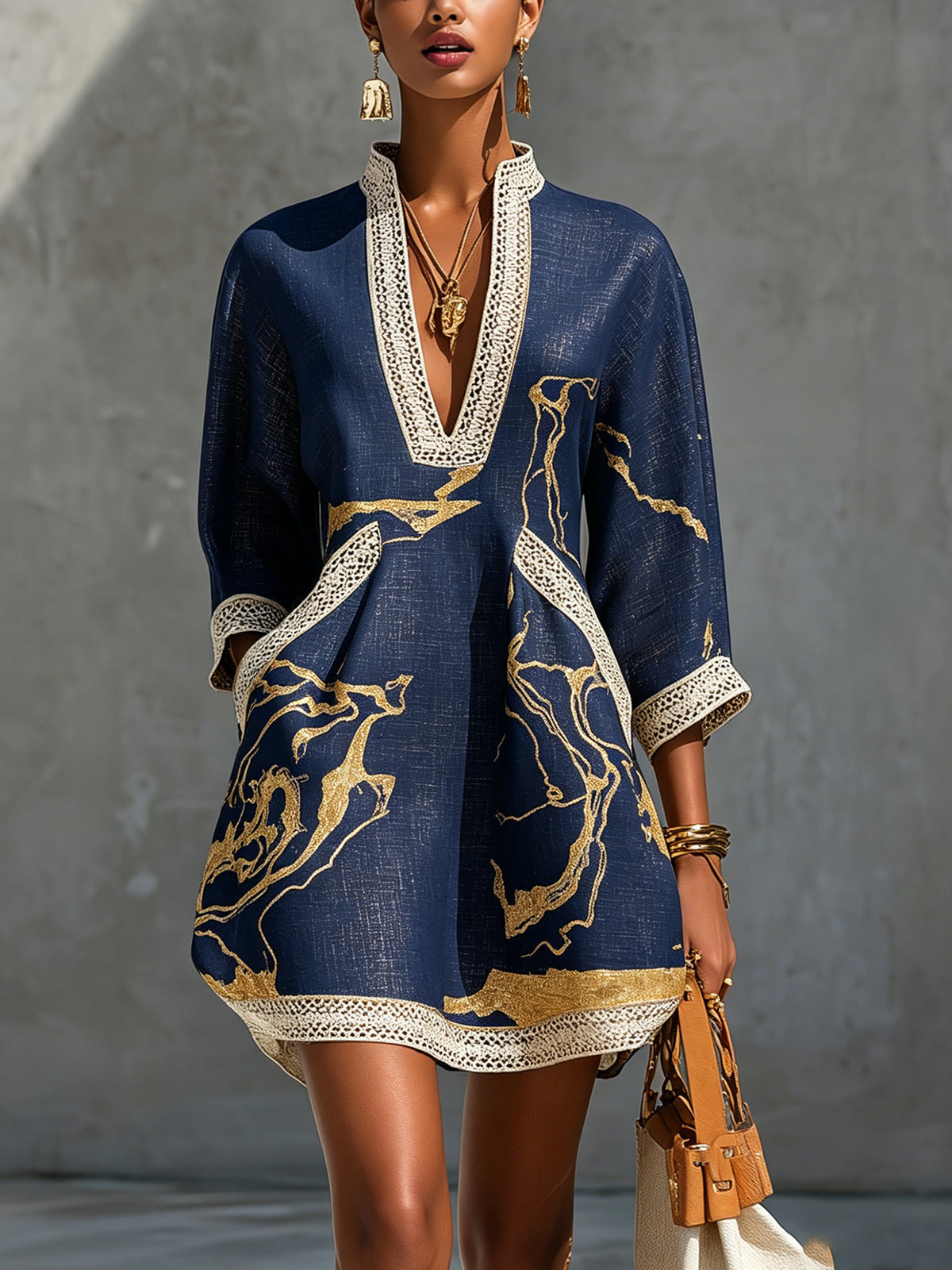 Cosette | Navy Lace Mini Dress