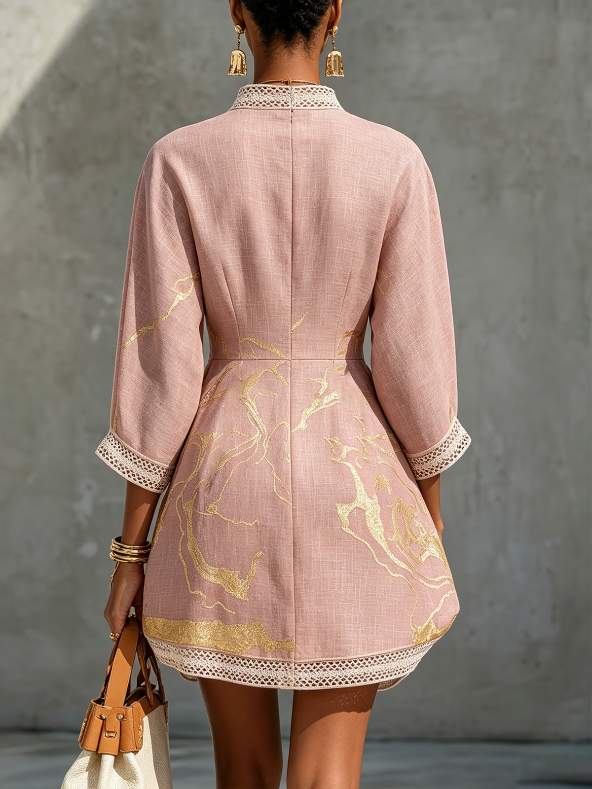 Ninon | Pink Lace Midi Dress