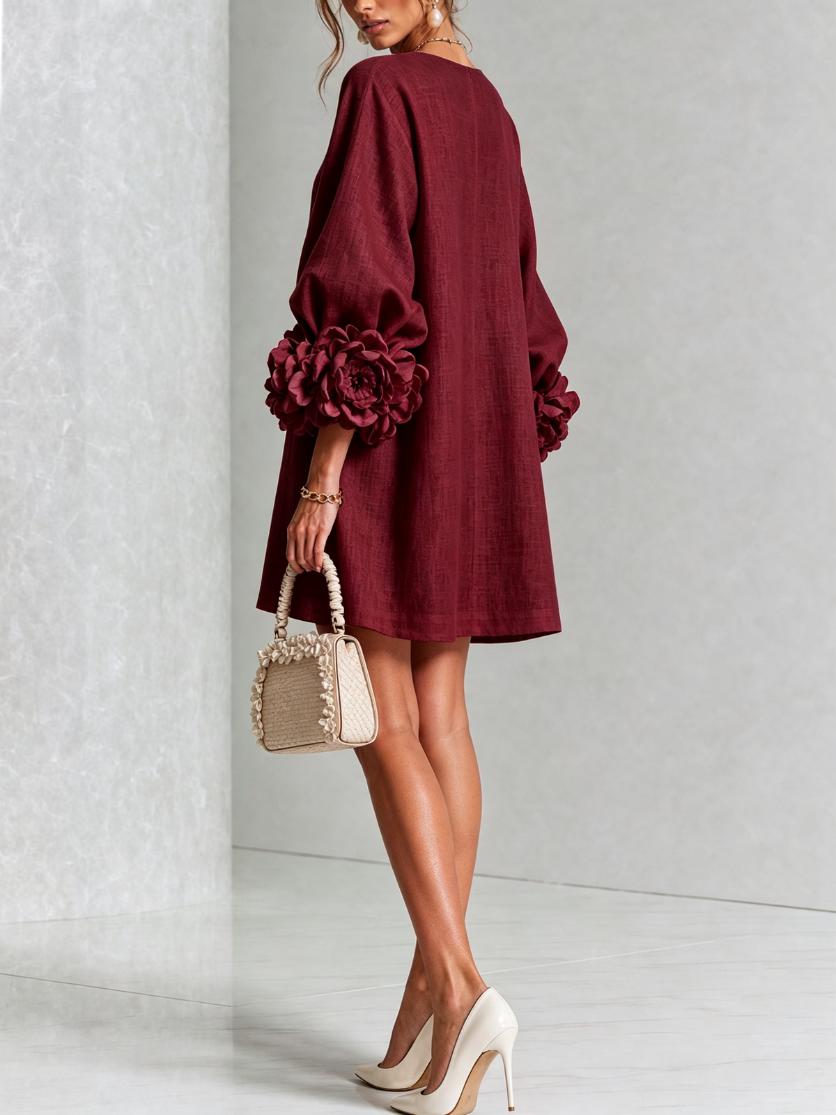 Buttoned Floral Mini Dress