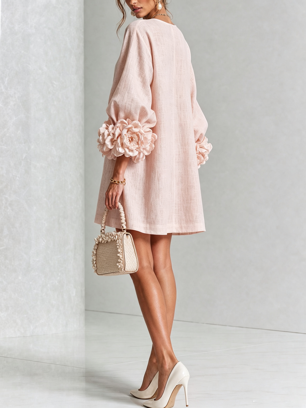 Buttoned Floral Mini Dress