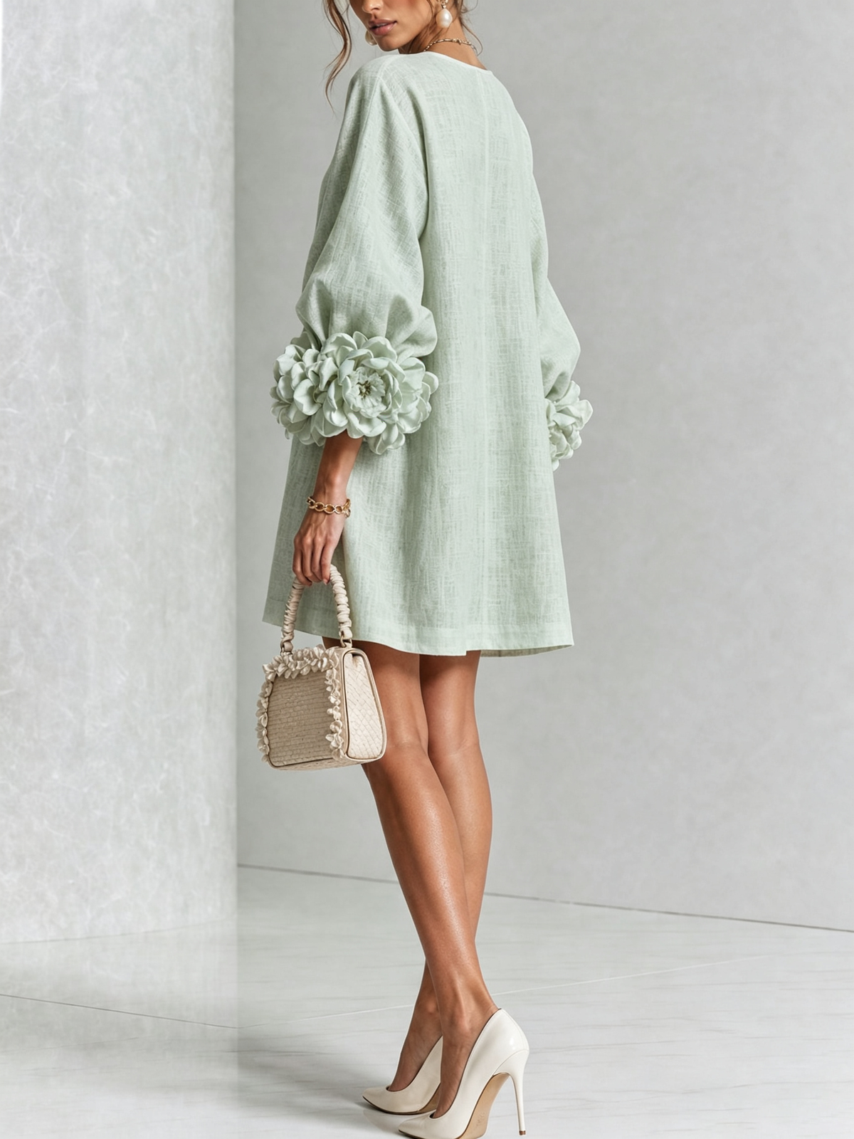 Buttoned Floral Mini Dress