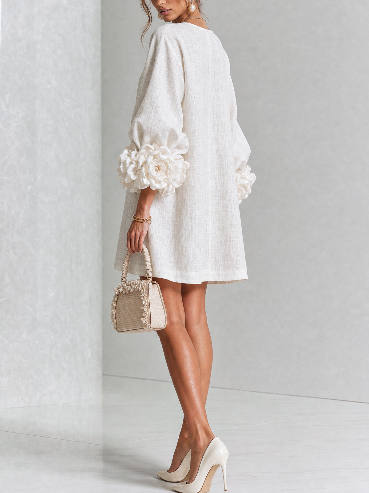 Buttoned Floral Mini Dress