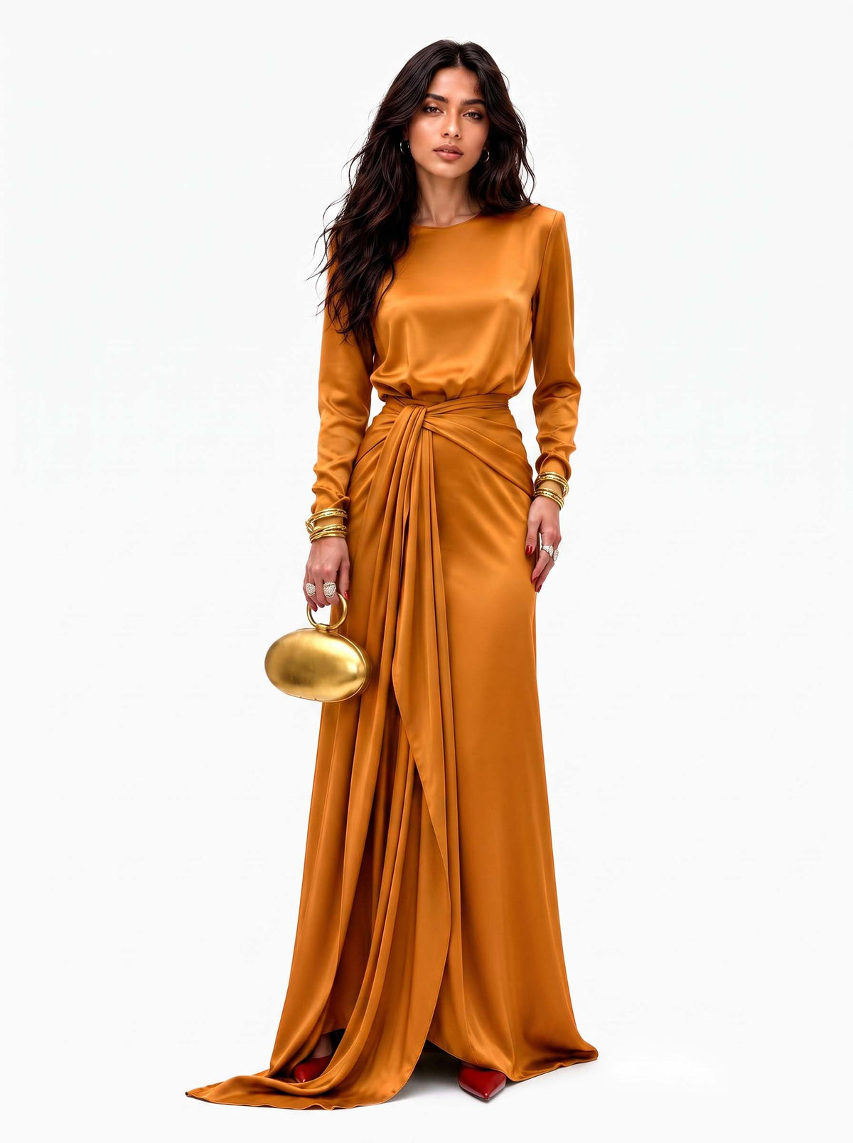 Elegant Maxi Dress in Draped Satin
