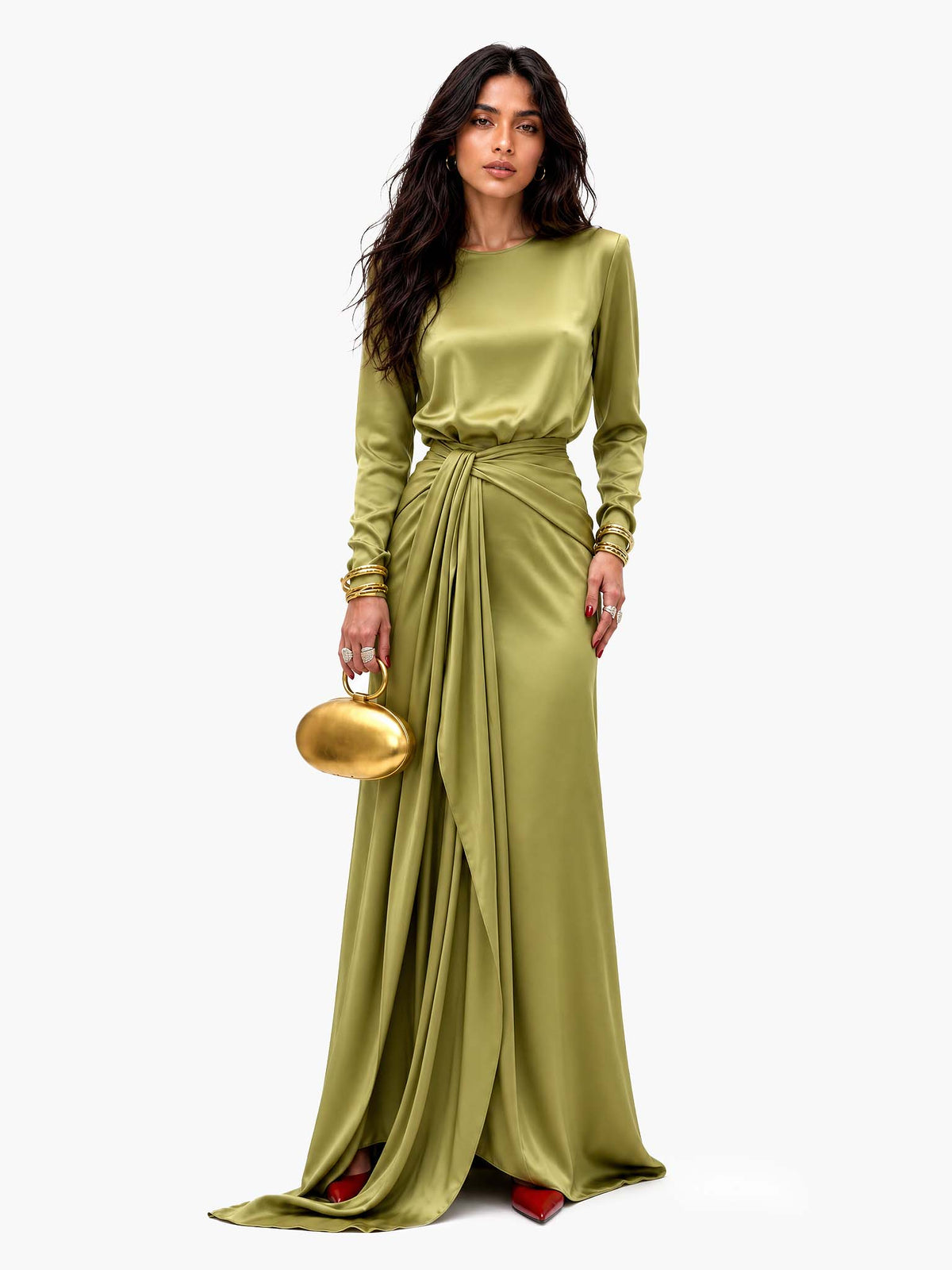 Elegant Maxi Dress in Draped Satin