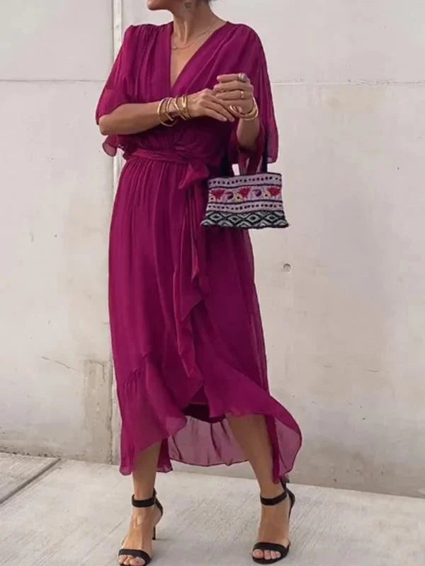 V-Neck Chiffon Dress