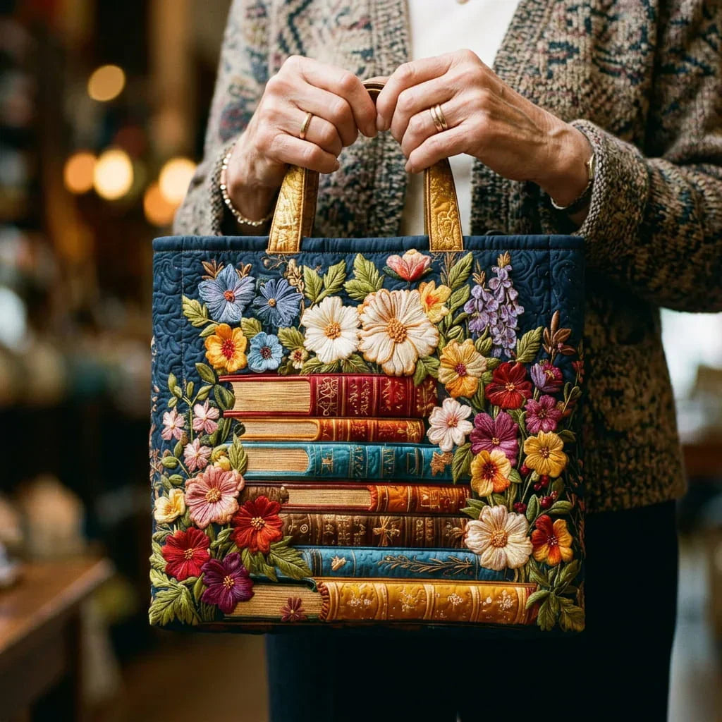 Floral Print Quilted Tote Bag