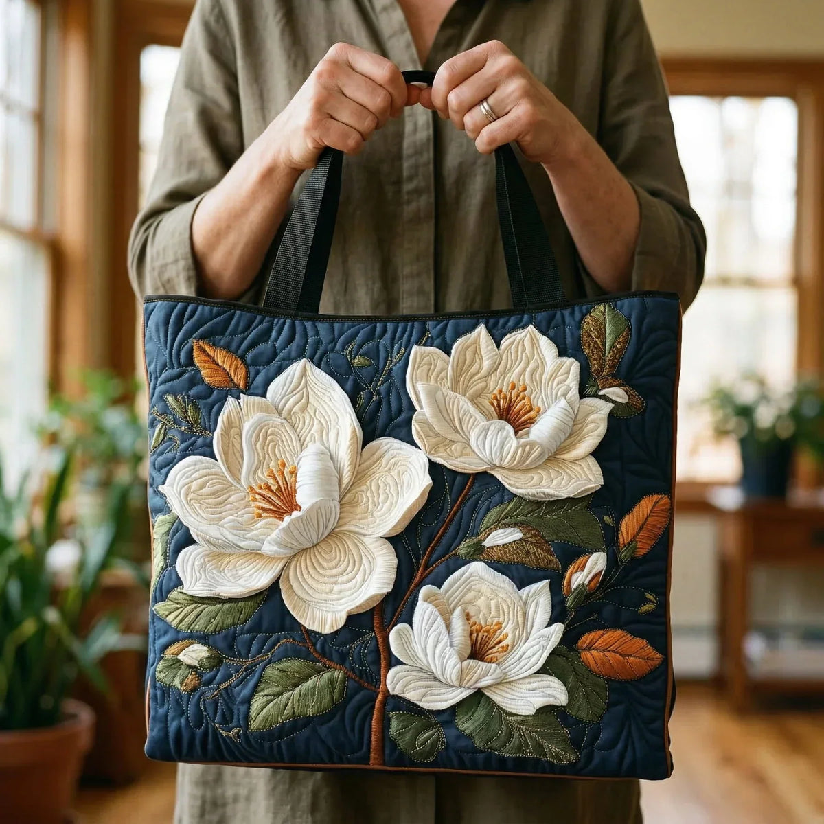 Magnolia Quilted Tote Bag