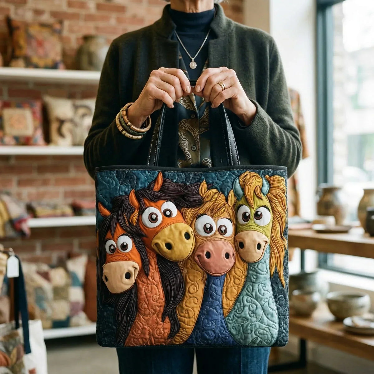 Fun Pony Quilted Tote Bag