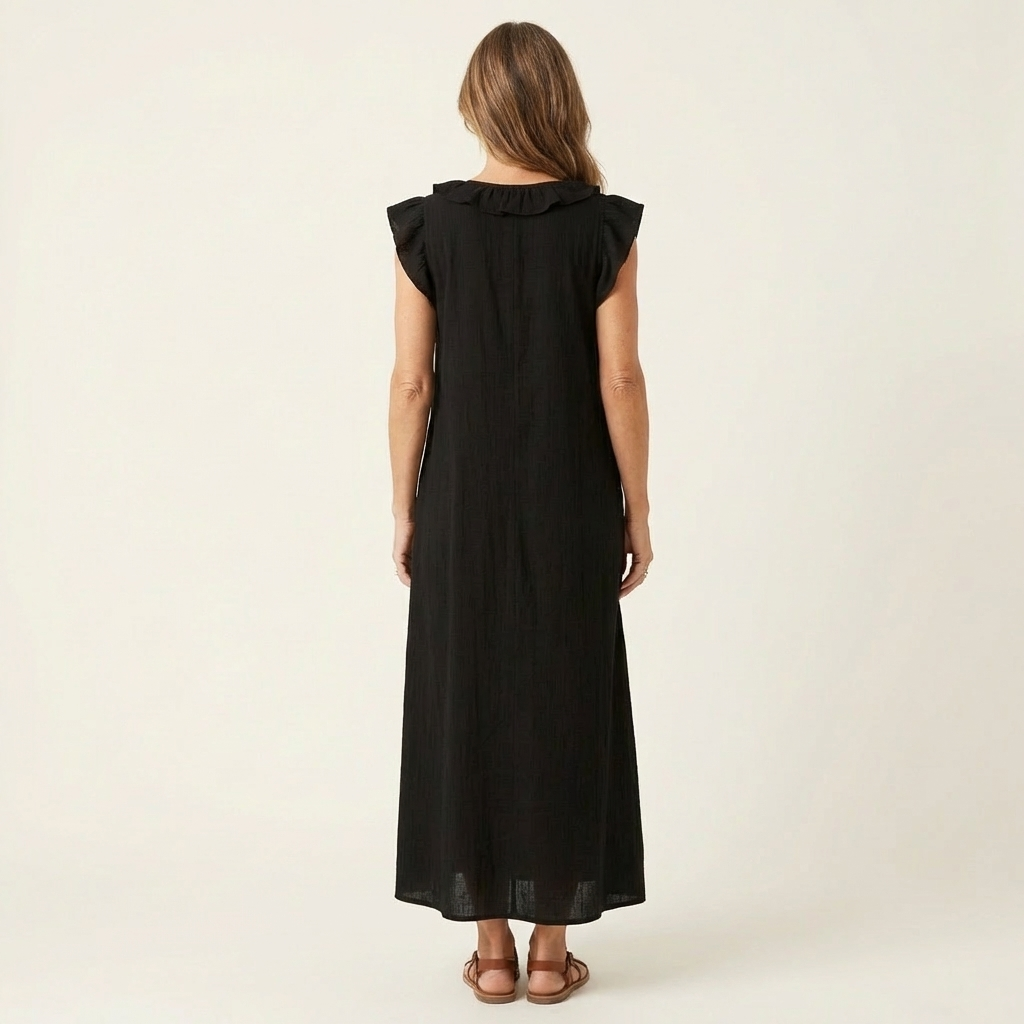 Maxi Ruffle Linen Dress