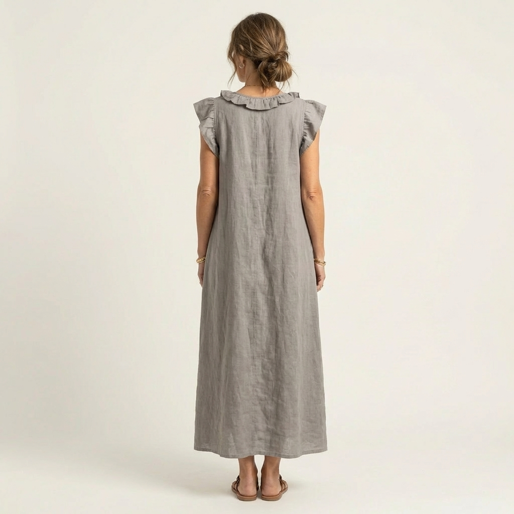 Maxi Ruffle Linen Dress