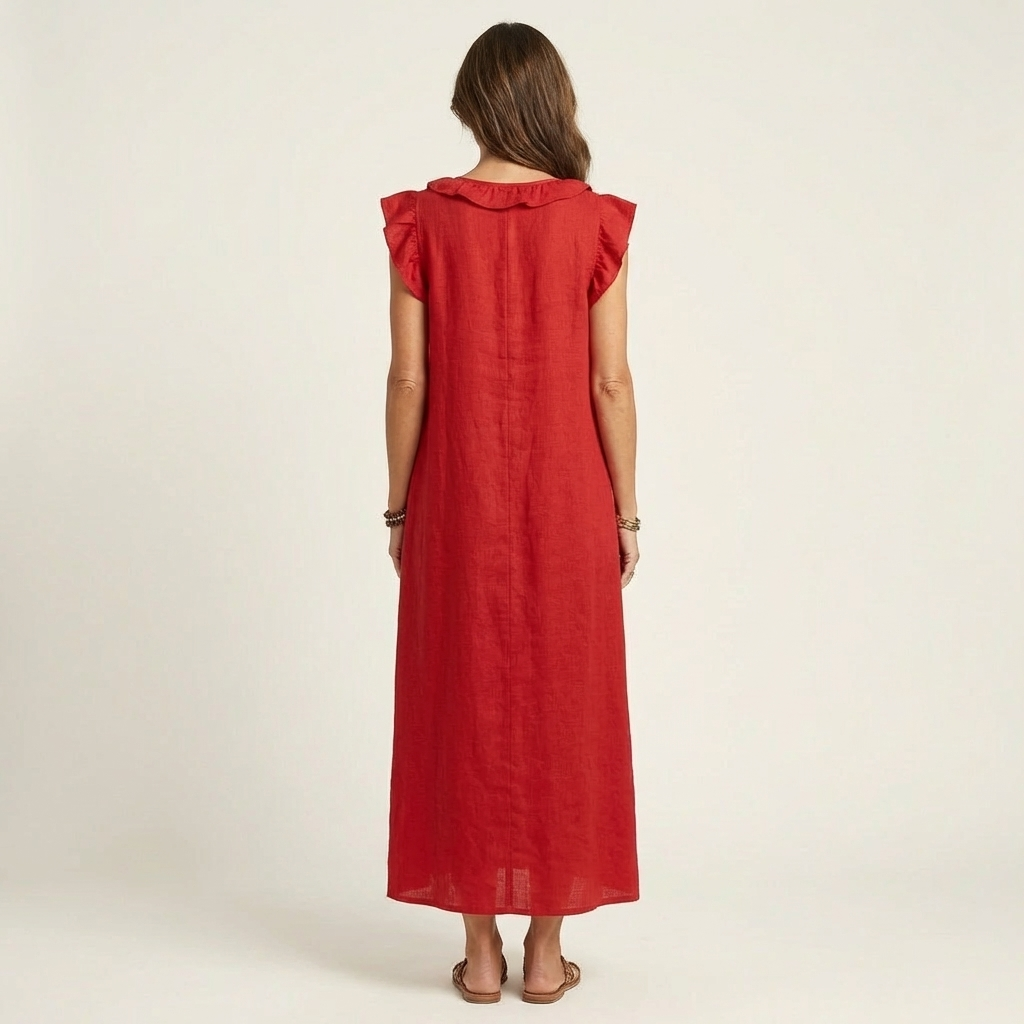 Maxi Ruffle Linen Dress