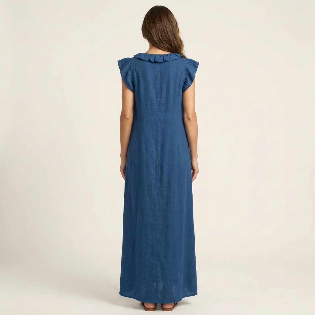 Maxi Ruffle Linen Dress