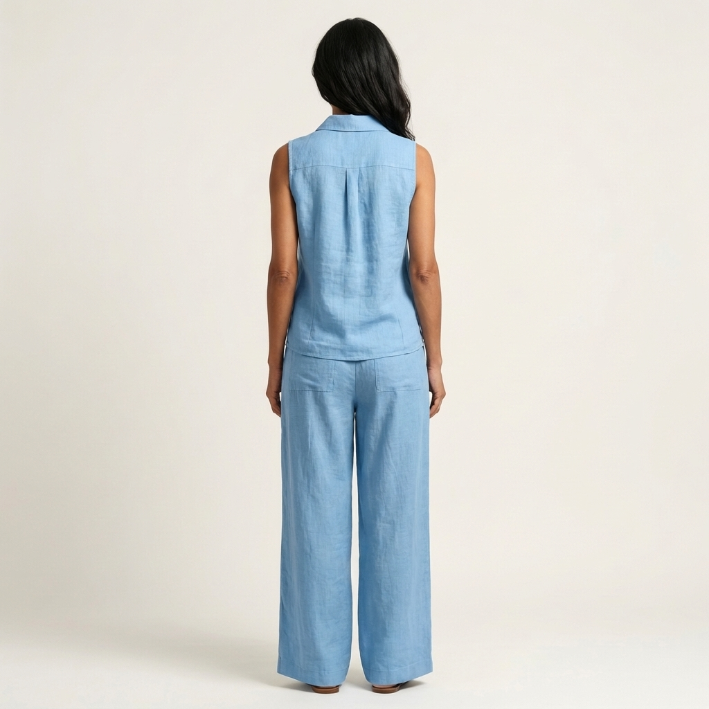 Wrap Top Set with Wide Pants