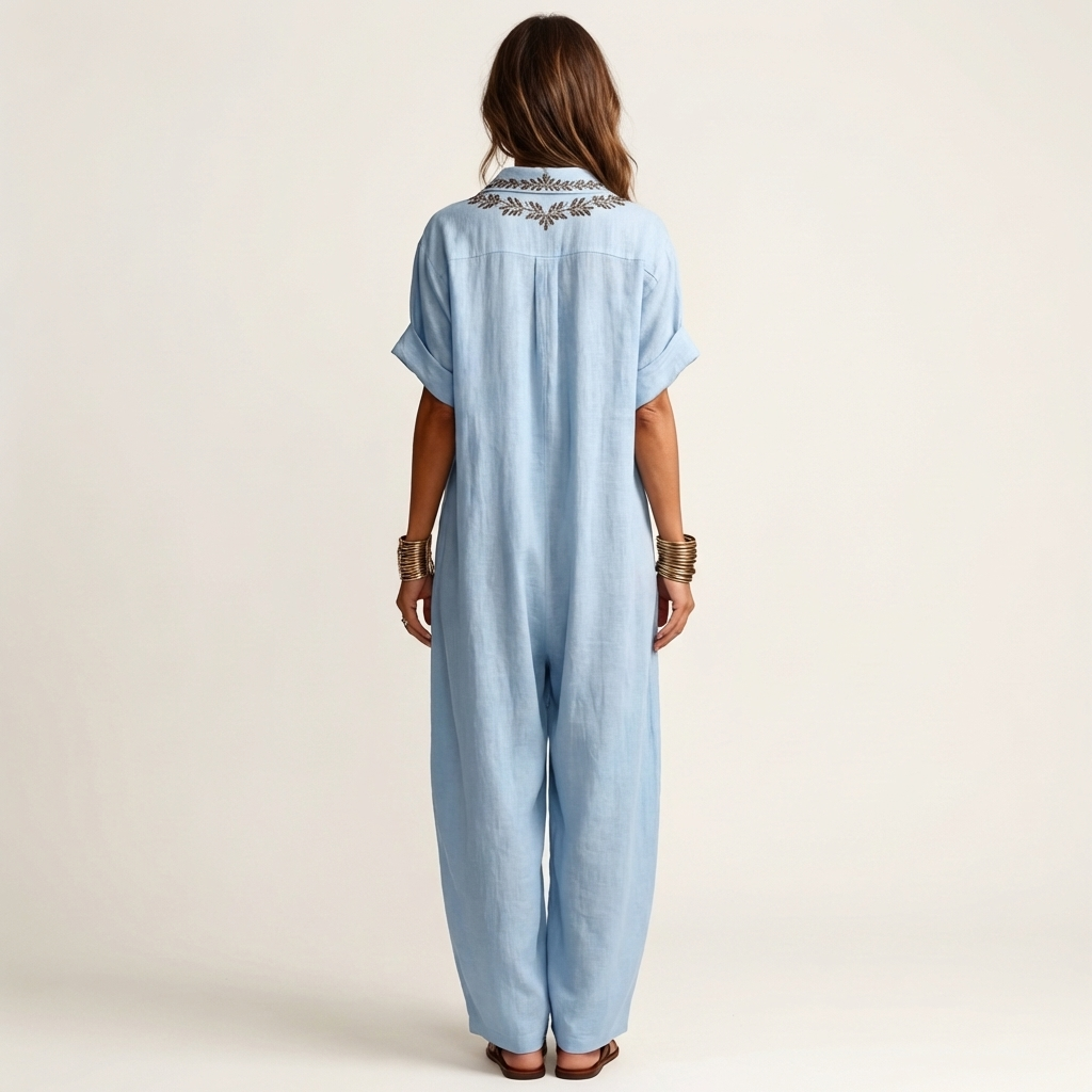 Maxi Embroidered Linen Dress