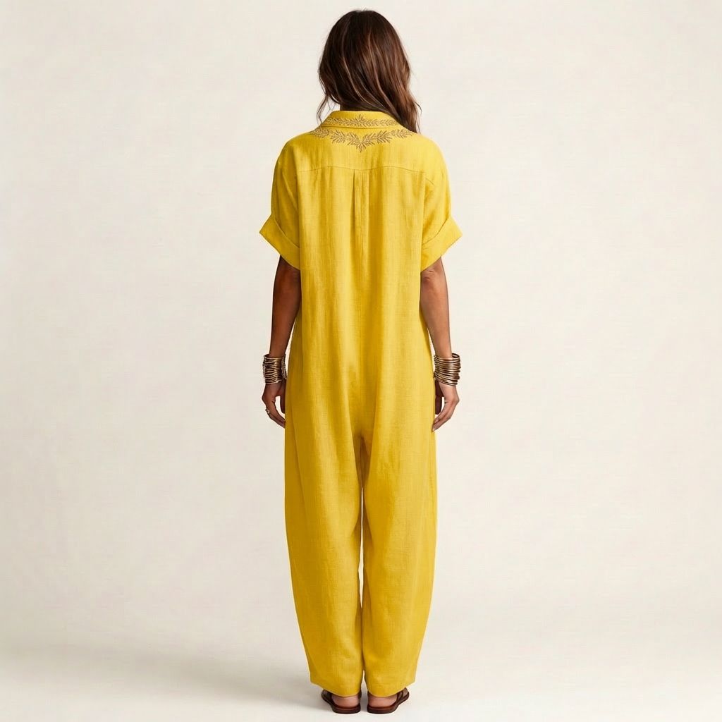 Maxi Embroidered Linen Dress