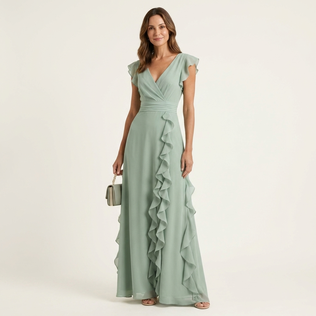 Maxi Dress with Crossed V-Neck