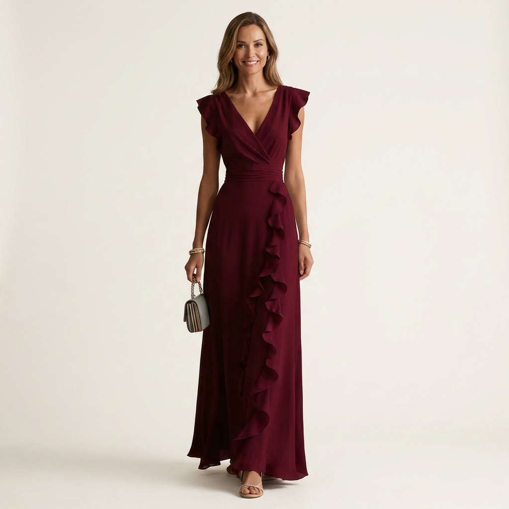 Maxi Dress with Crossed V-Neck