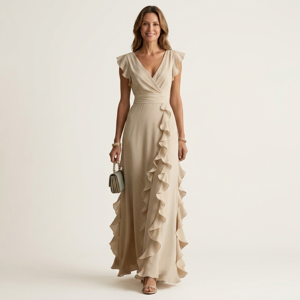 Maxi Dress with Crossed V-Neck