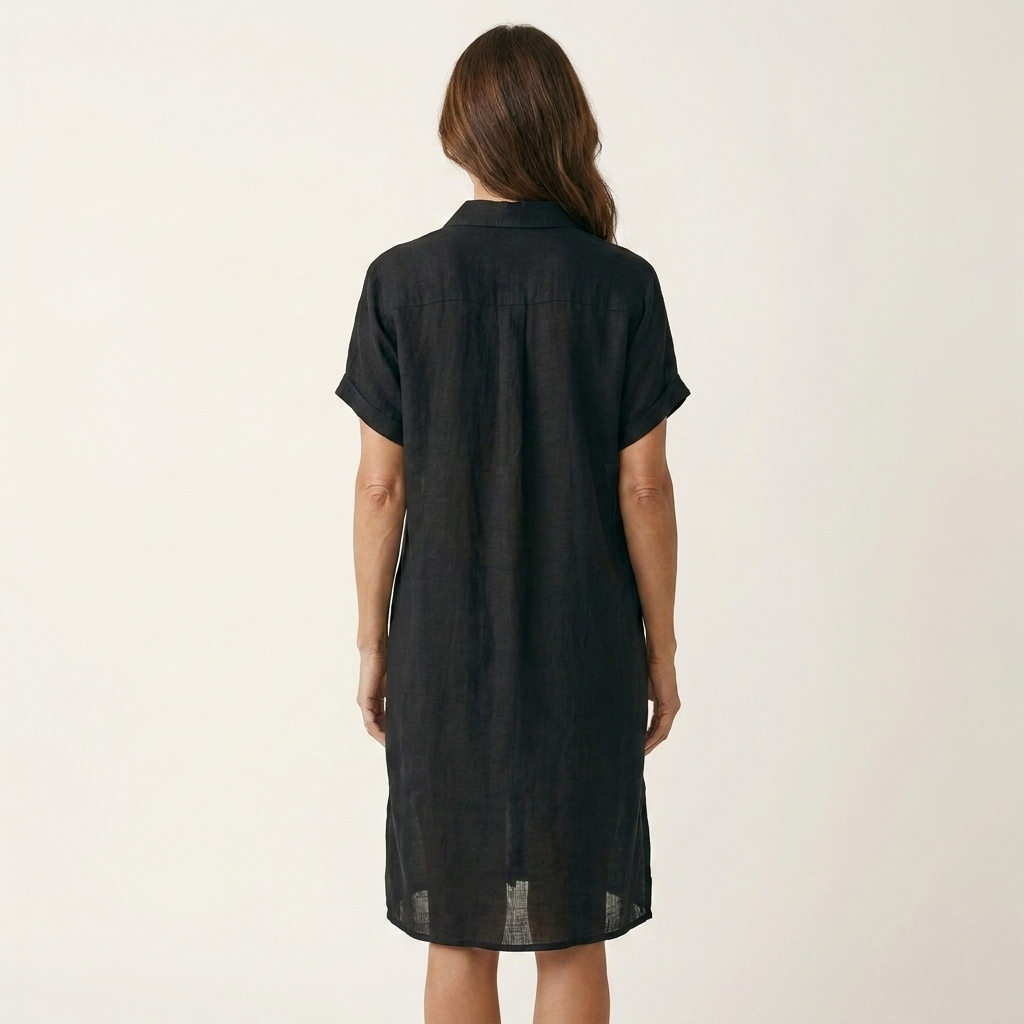 Midi Shirt Dress in Cotton-Linen