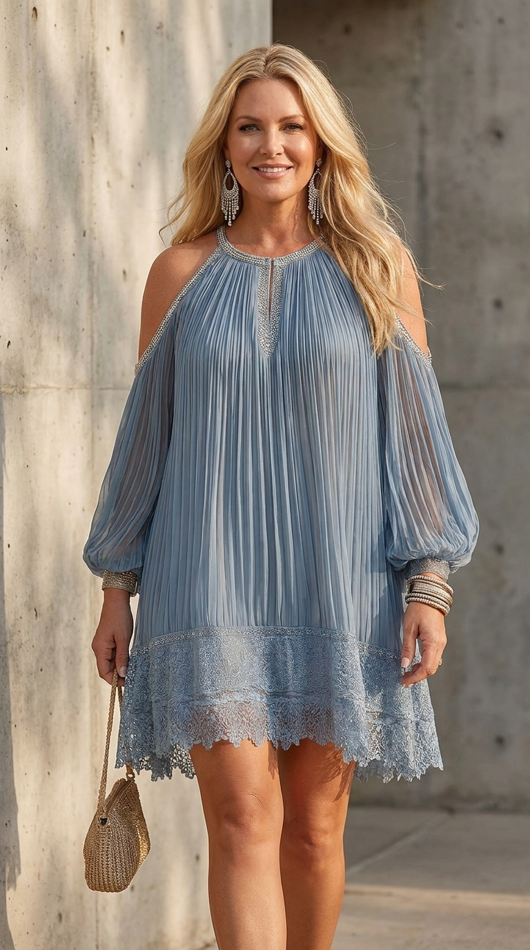 Séraphine | Blue Off-Shoulder Mini Dress