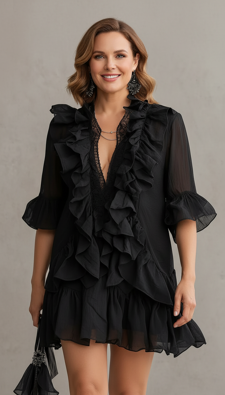 Anaïs | Black Ruffle Mini Dress